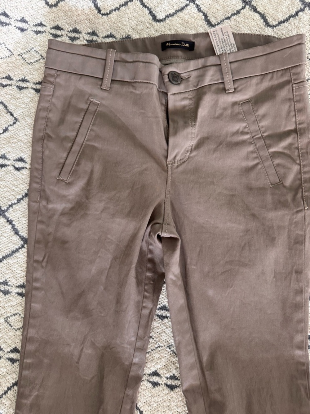 Massimo Dutti Brown Wax Skinny Pants with Ankle Zips Sz 4 - Picture 3 of 6
